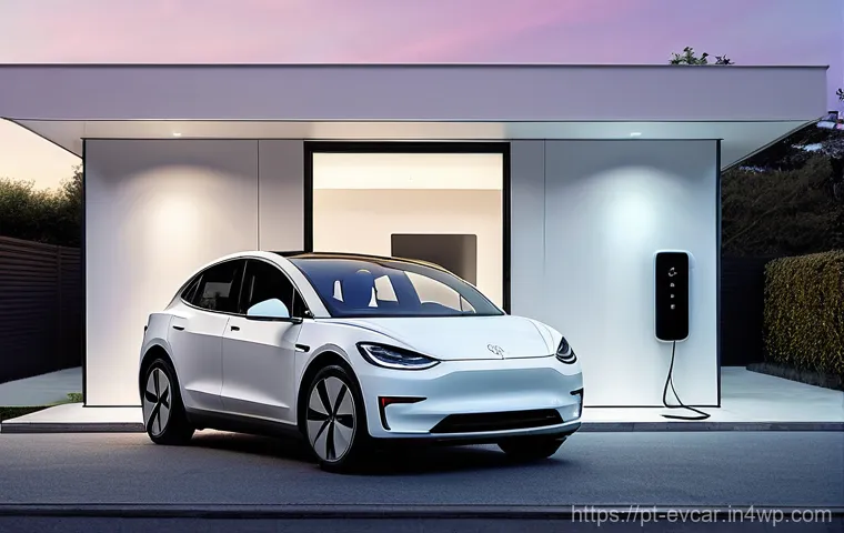 전기차 충전 속도 비교 완속 vs 급속 - **Prompt 1: The Serenity of Home Charging**
"A cozy and modern home garage in Portugal during th...