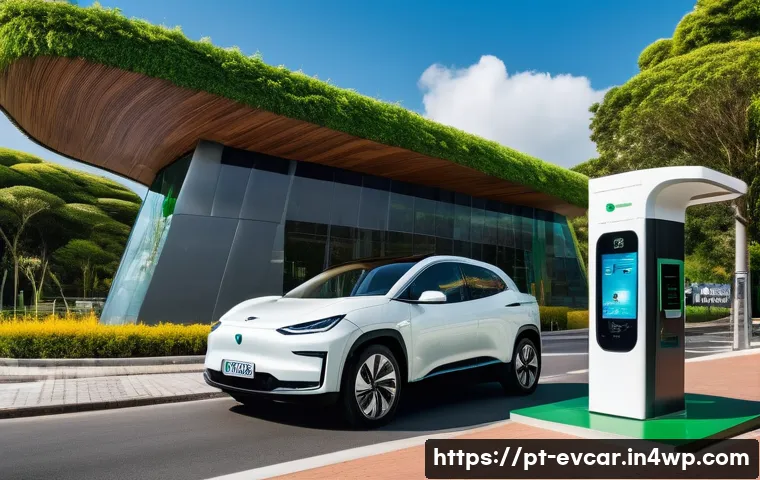 전기차 구매 시기 비교 최적 타이밍 - A modern Brazilian urban scene showcasing a sleek electric car parked near a high-tech ultrafast cha...