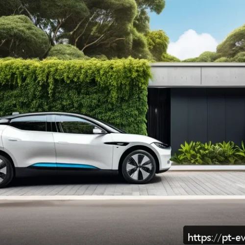 Home 15 전기차 전용 보험 비교 보험료 차이 - A modern Brazilian urban street scene featuring a sleek electric car parked in a covered condominium...